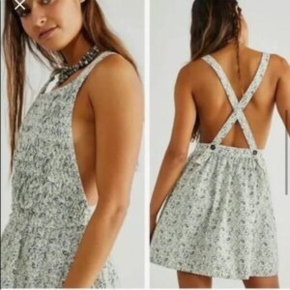 Free People Petunia Floral Smocked Mini Dress in Tea Combo - Picture 3 of 8